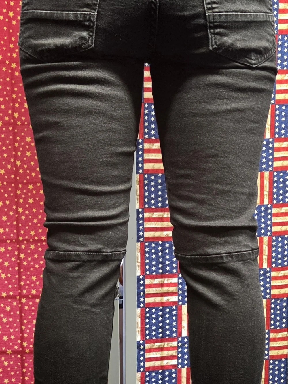**Black Distressed Men’s Jeans with Color Patch Accents** - Picture 2 of 14